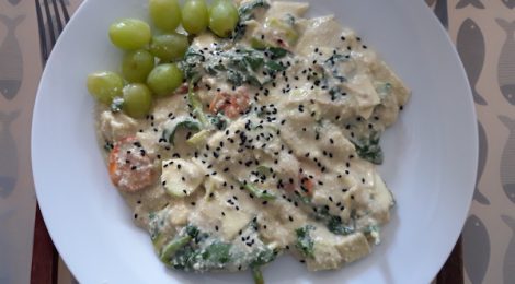 Courgette-spaghetti met Cashewnoten saus