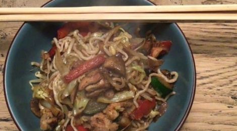 Wokgroenten met kip