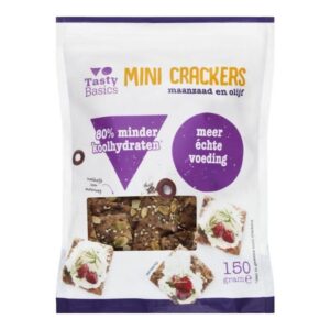 TastyBasics Mini crackers maanzaad en olijf (150 gr)