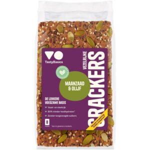 TastyBasics - Crackers maanzaad en olijf (8x25 gr)