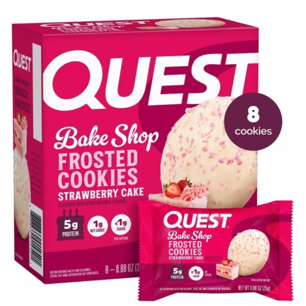 Quest Frosted Cookies Strawberry Cake (8 stuks)